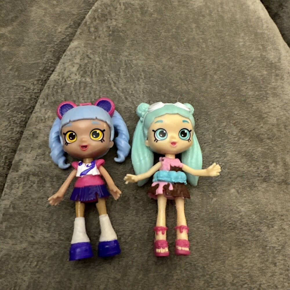 Shopkins Shoppies Mini Doll Lot Blue Mint Green Hair Dessert Theme Figure Kawaii